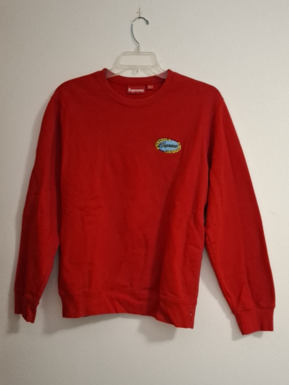 Supreme Red Chain Logo Crewneck Size Medium Heavyweight Mens